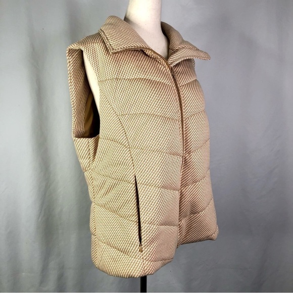 Coldwater Creek puffer vest cream camel zig zag jersey knit XL - Picture 11 of 11